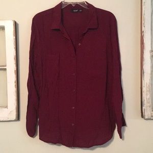 Burgundy button up blouse